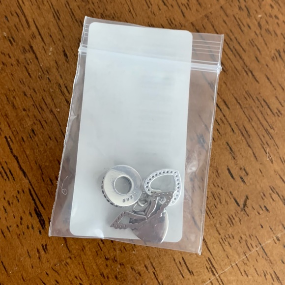 NWOT Heart and Angel Wings Dangle Charm Sterling Silver 915 - Picture 5 of 12